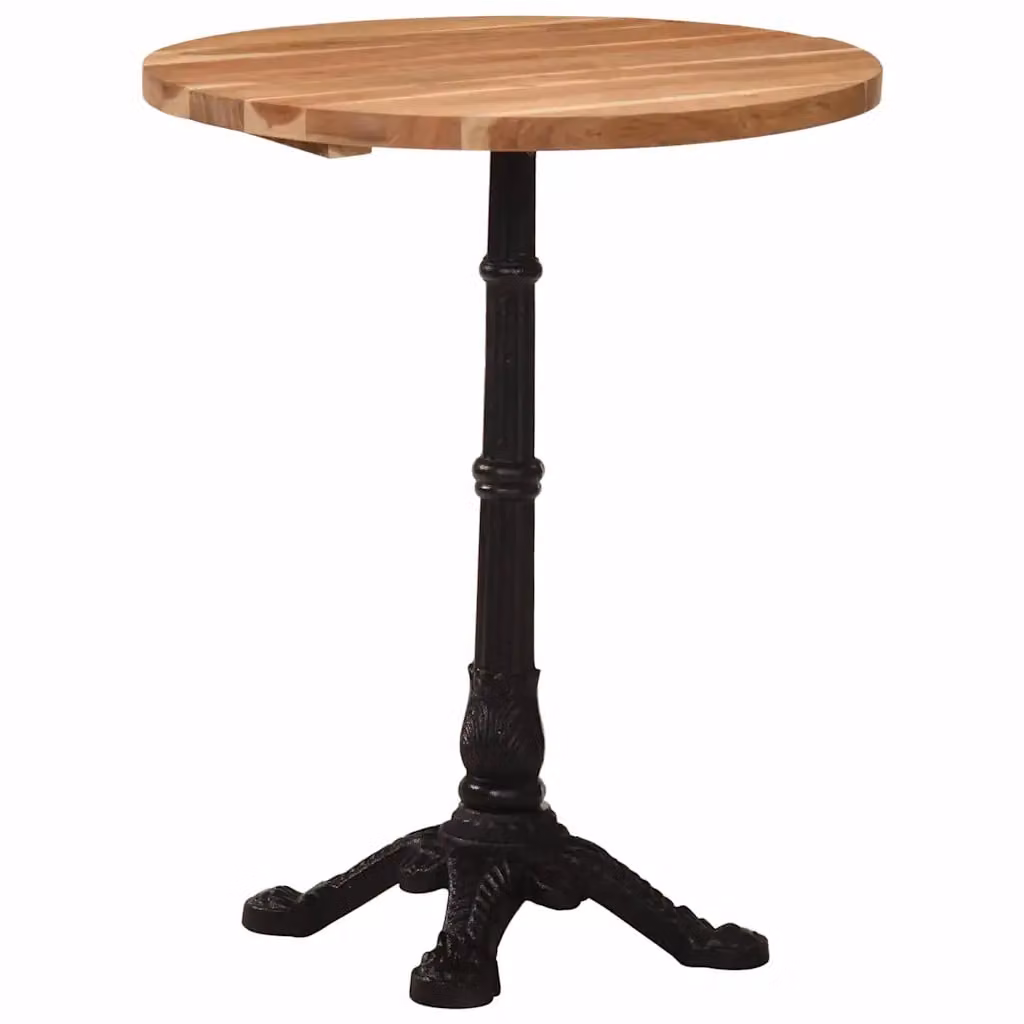 vidaXL Tavolino da Bistrot Rotondo in Legno di Acacia Marrone, Diametro: 60 cm, Altezza: 76 cm