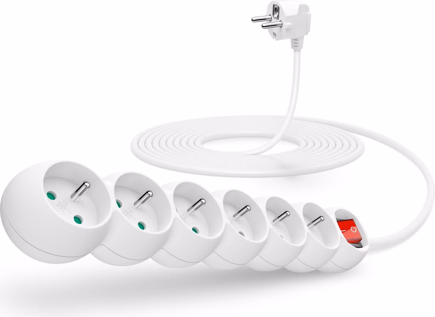 Prolunga CONNECT IT 230V, interruttore a 6 prese, 5m, bianco