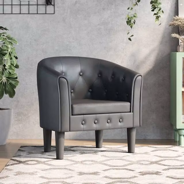Divano Sedia-Poltrona Cabriolet Grigia in Similpelle 830072