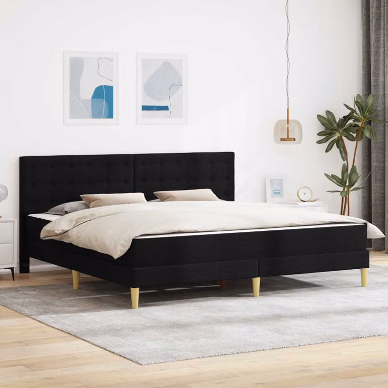 Letto con materasso vidaXL in tessuto nero con struttura imbottita L/P: 200 x 200 cm