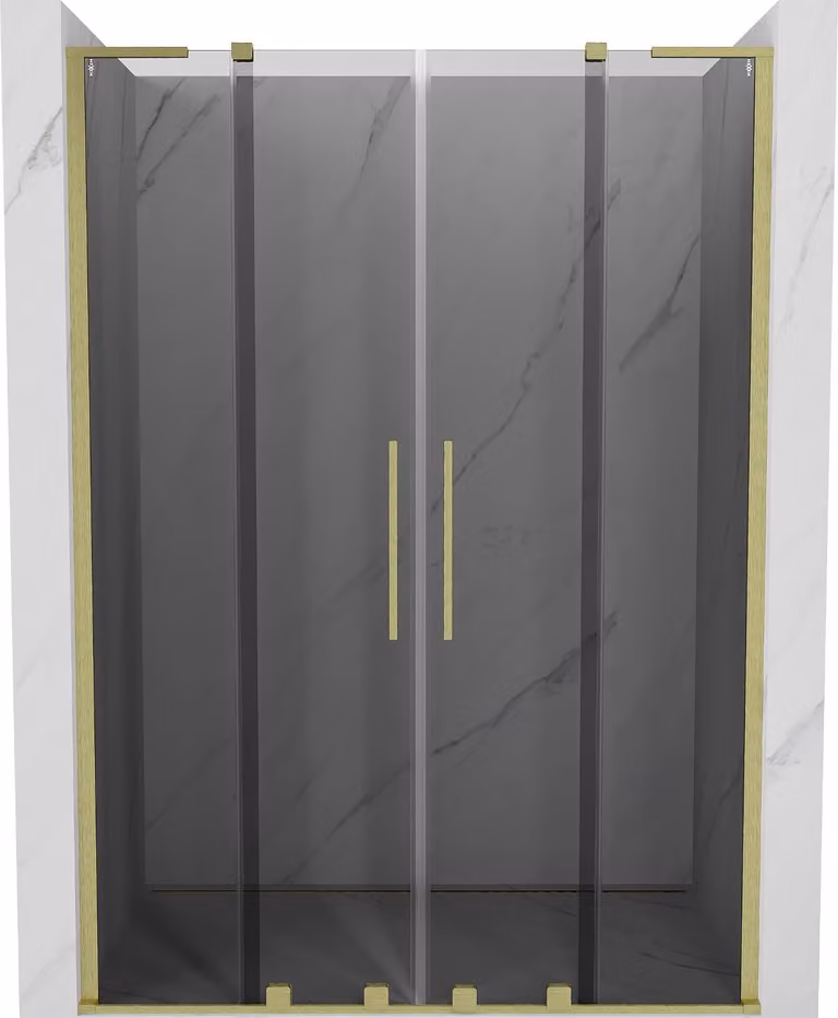 Mexen Velar L Duo porte doccia scorrevoli 160 cm, grafite, oro spazzolato - 871-160-003-42-55