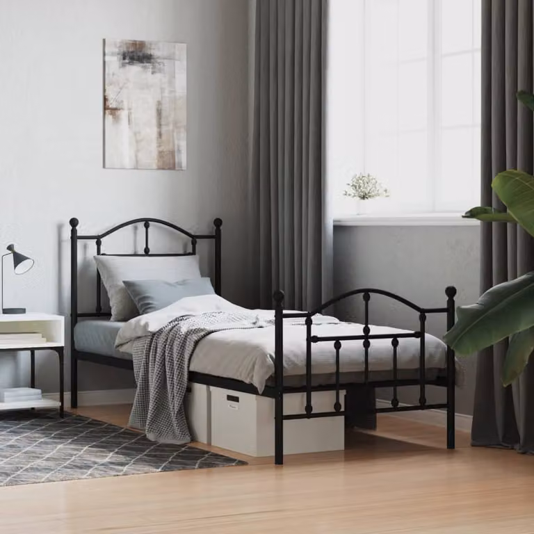 vidaXL Giroletto con Testiera e Pediera in Metallo Nero L 80 cm x P 200 cm