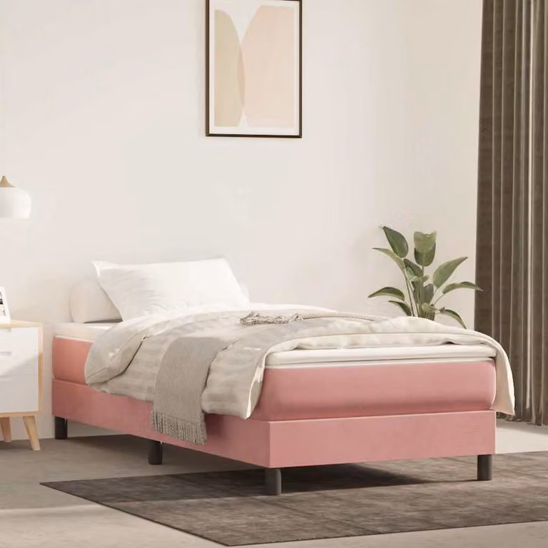 vidaXL Materasso a Molle Insacchettate in Velluto Rosa, L/P/H: 200 x 100 x 20 cm