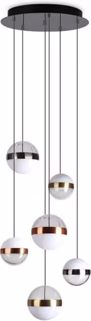 Lampada a sospensione moderna Ideal Lux Galaxy con LED integrato, finitura metallica multicolore, luce bianco caldo 3000K, IP20