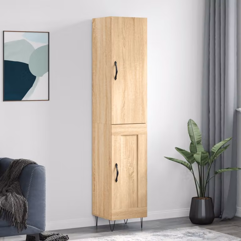 Credenza moderna vidaXL in legno color rovere marrone con ante a battente L/P/H: 34,5 x 34 x 180 cm