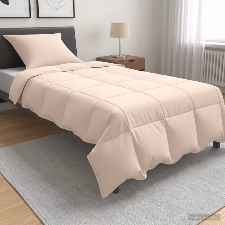 Set di 2 piumoni vidaXL per tutte le stagioni in cotone e kapok, beige, L 155 cm x P 200 cm