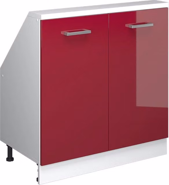Mobile sottotetto Vicco Rion Rosso e Bianco lucido con 2 ante e ripiani interni – 1