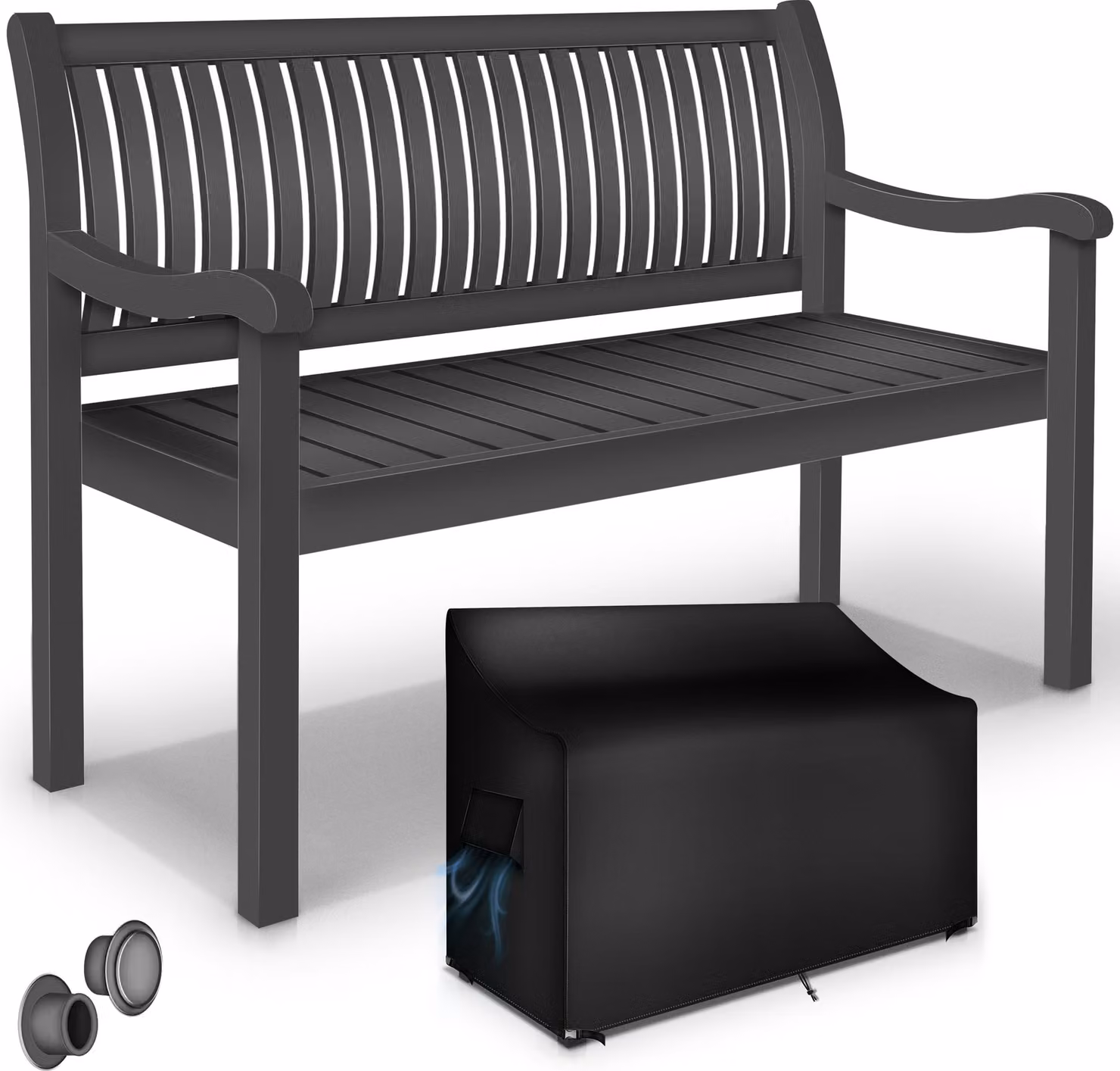 tillvex® panca da giardino in legno antracite 150 cm / 3 - 4 persone panca da parco panca solida arredo giardino giardino