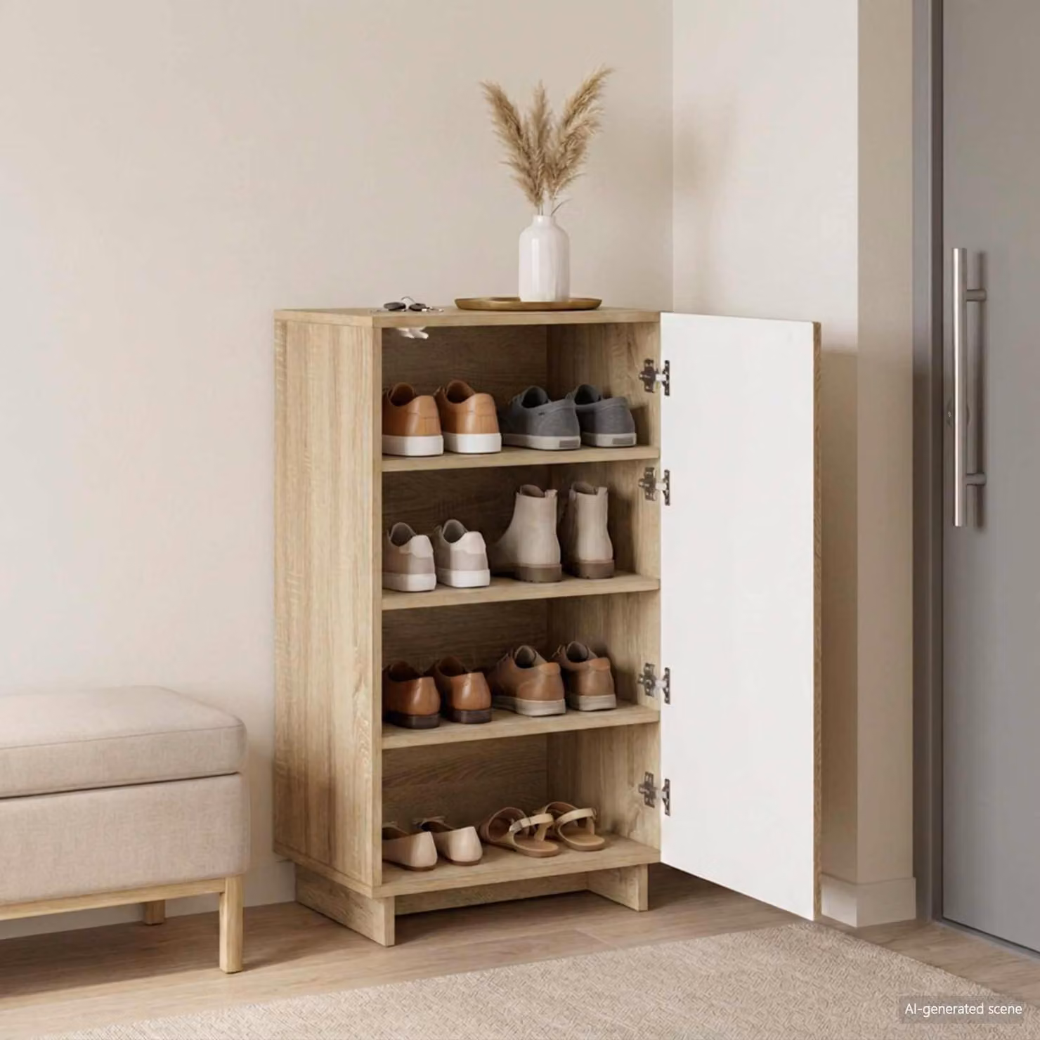 Scarpiera moderna vidaXL in legno Rovere Sonoma marrone L/P/H: 48 x 38 x 87,5 cm
