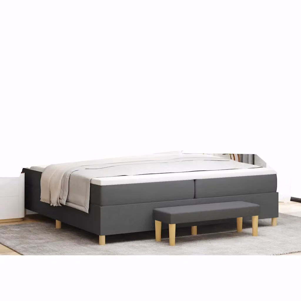 Letto a molle con testiera vidaXL in tessuto grigio L: 200 cm, P: 200 cm, H: 128 cm – 1