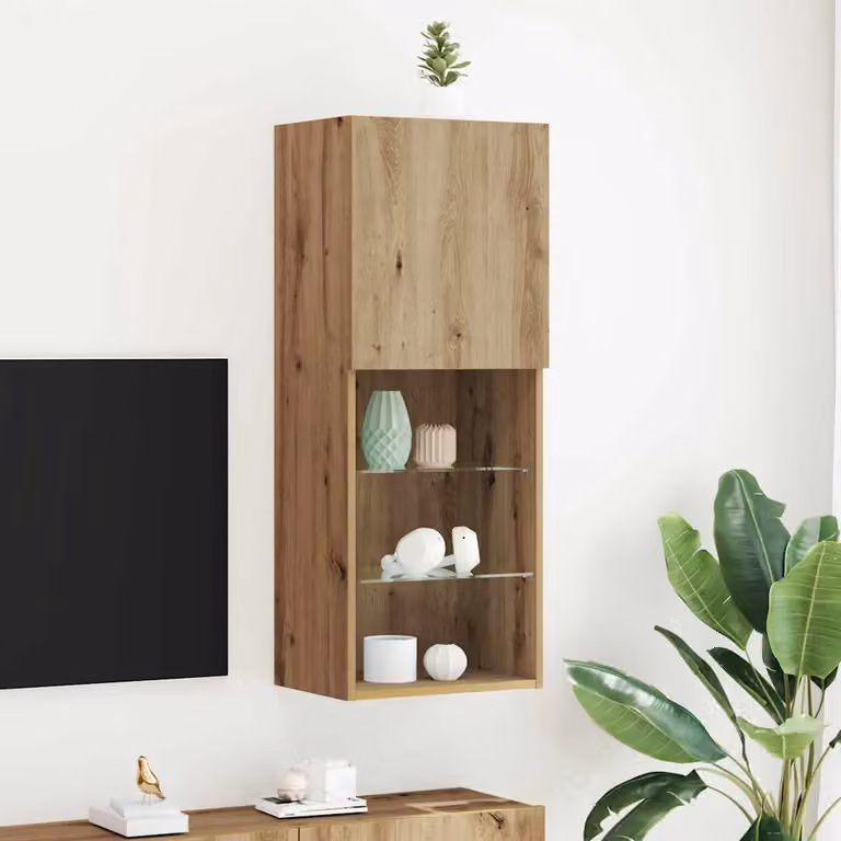 Set mobile TV moderno vidaXL in rovere artigianale marrone L/P/H: 40,5 x 30 x 102 cm