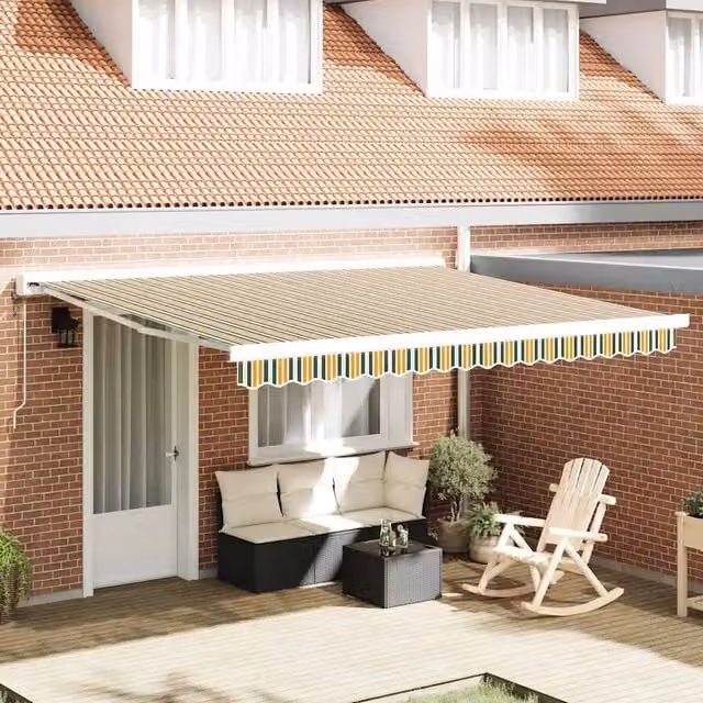 Tenda retrattile Verde e Bianco 400 × 350 cm 3330843