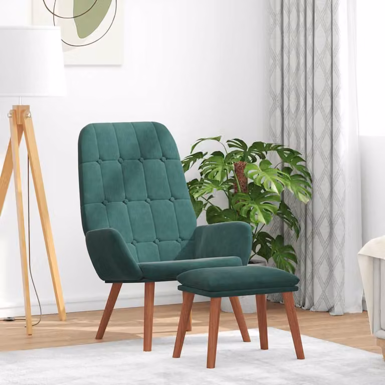 vidaXL Poltrona Relax con Poggiapiedi in Velluto Verde Scuro