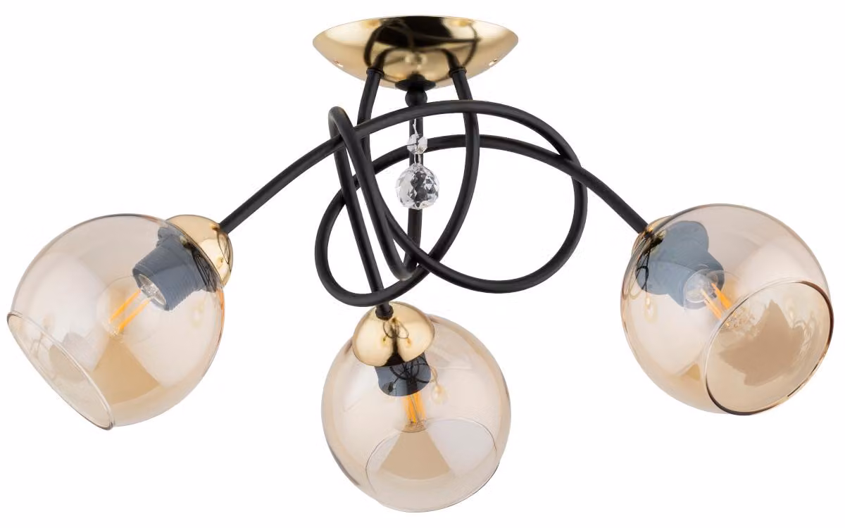 Lampada da soffitto MODENA oro-nero-ambra 3xE27x15W metallo dim.: 30x50x60 cm IP20 Alfa