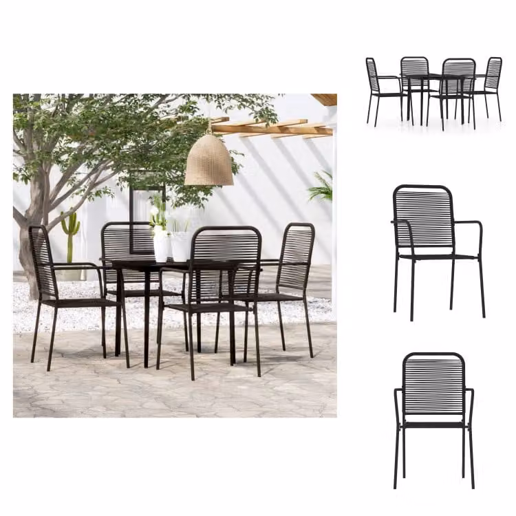 vidaXL Set da pranzo da giardino 5 pezzi nero - Set di mobili da giardino
