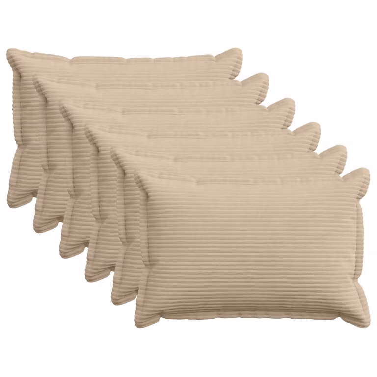 Set di 6 federe vidaXL HOUTEN in velluto a coste, colore tortora, L: 50 cm x P: 30 cm