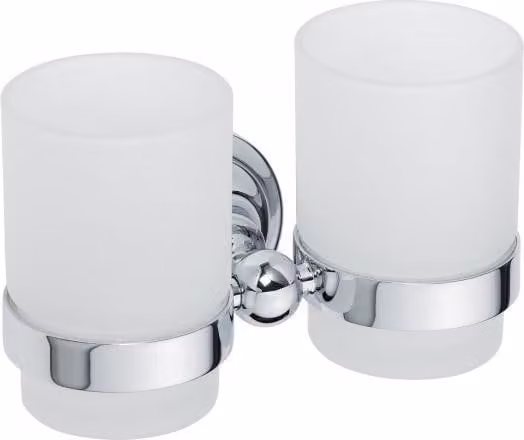 Portaspazzolino doppio Bemeta Retro 10x7cm cromo/vetro