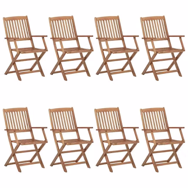 Sedie Pieghevoli 8 pz con Cuscini Massello Acacia 3074991