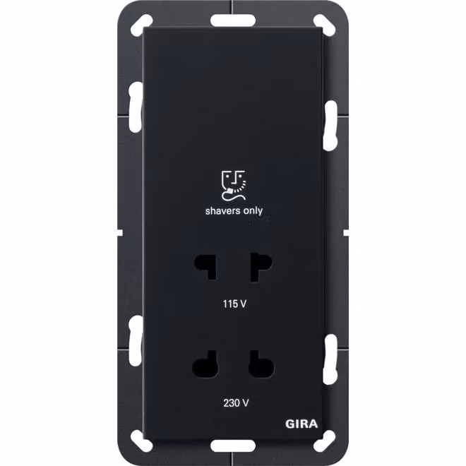 Gira Presa per rasoio 115 - 230 V Sistema 55 Nero cod. 2820005