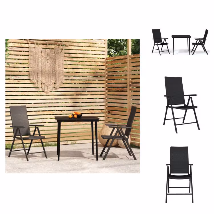 vidaXL Set da pranzo da giardino 3 pezzi nero - Set di mobili da giardino