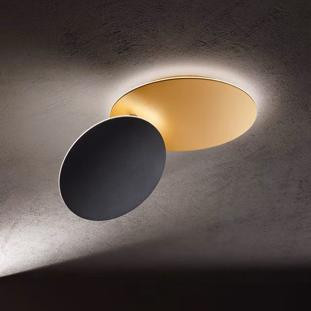 Applique Plafoniera Perenz Drum in Metallo con LED Regolabile, Disponibile in Oro/Ottone o Nero