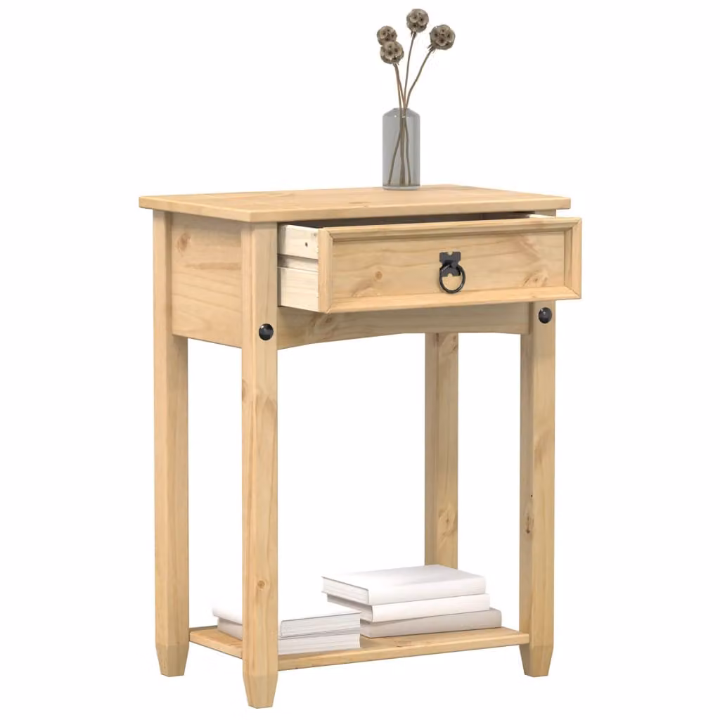 vidaXL Tavolino Consolle Corona in Legno di Pino e Metallo, Colore Marrone/Beige, L/P/H: 55 x 35 x 73 cm