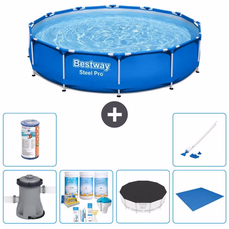 Bestway Steel Pro, piscina in acciaio, rotonda - 366x76 cm - 7 pezzi, modello S21596