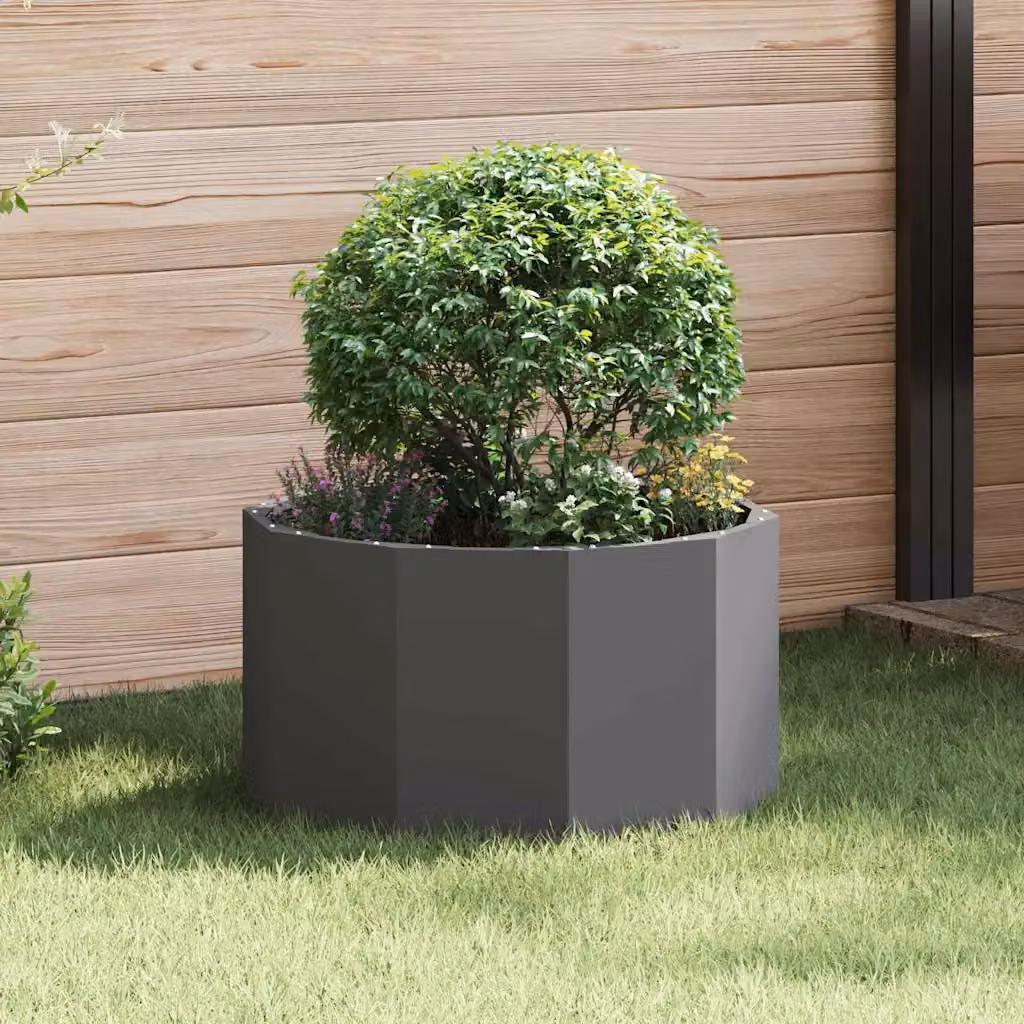 Fioriera vidaXL in acciaio nero e grigio L: 60 cm, P: 60 cm, H: 35 cm