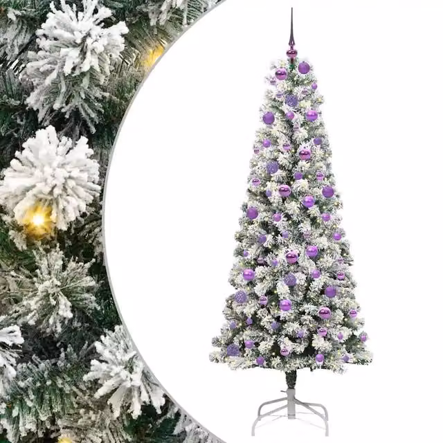 Albero di Natale artificiale con LED bianco caldo vidaXL, colore verde e bianco, Altezza: 180 cm