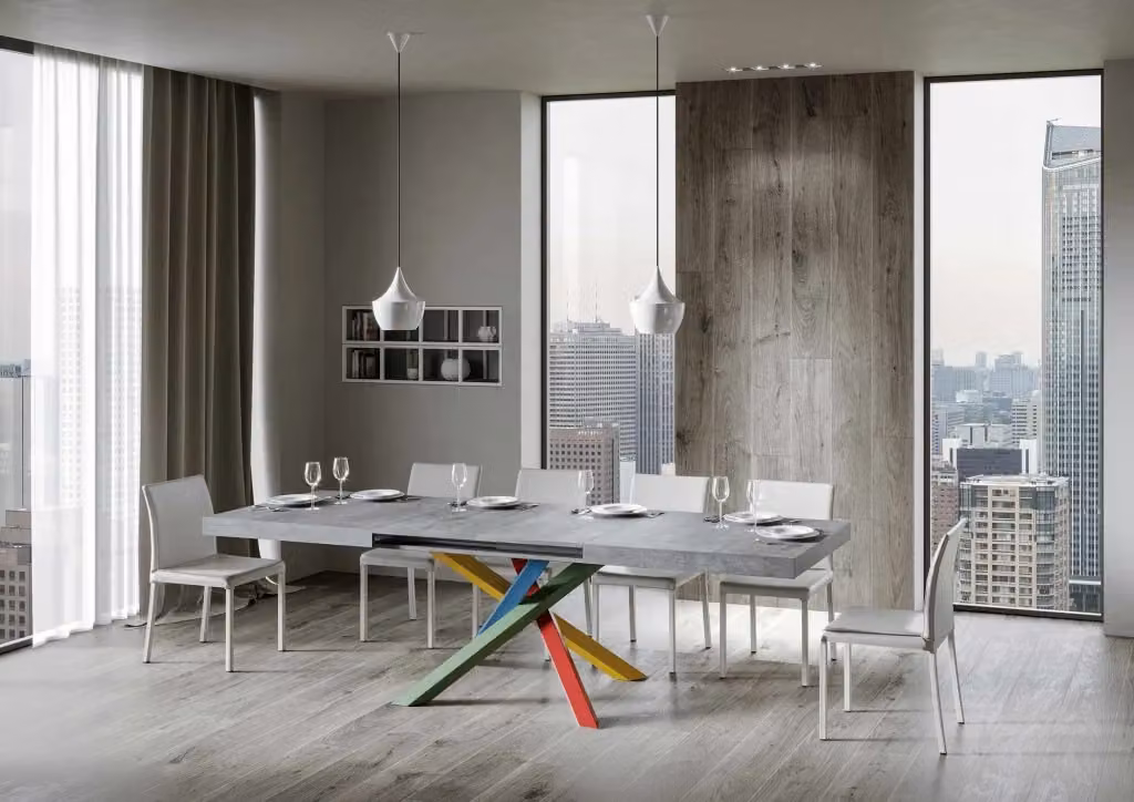 Tavolo allungabile moderno Volta Cemento di Bs Com, colore grigio, L/P/H: 90 x 180/440 cm – 2