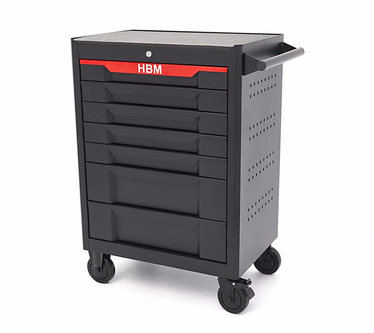 Carrello portautensili HBM con 7 cassetti, 68 cm, nero