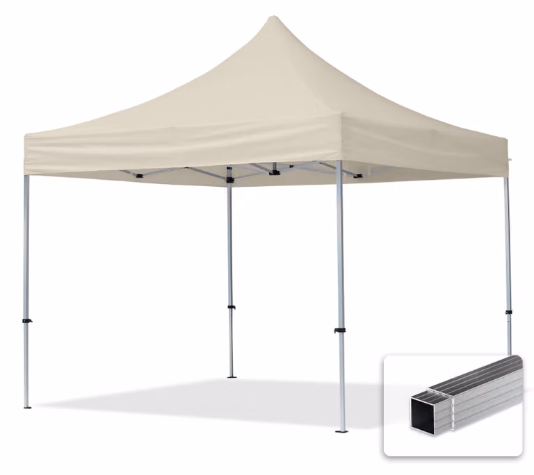 TOOLPORT 3x3m gazebo pieghevole, ECONOMY alluminio, crema