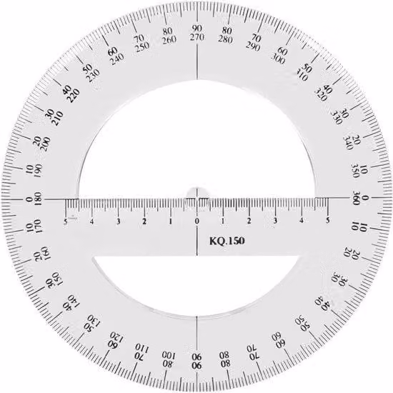 Misuratore di angoli - 360 gradi - 15 cm in plastica - Strumento di misura matematico