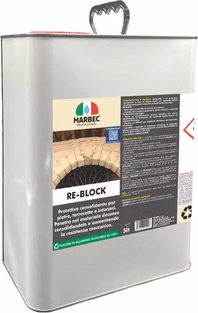 Consolidante per pietra Marbec RE-BLOCK trasparente a base di solvente 5 l