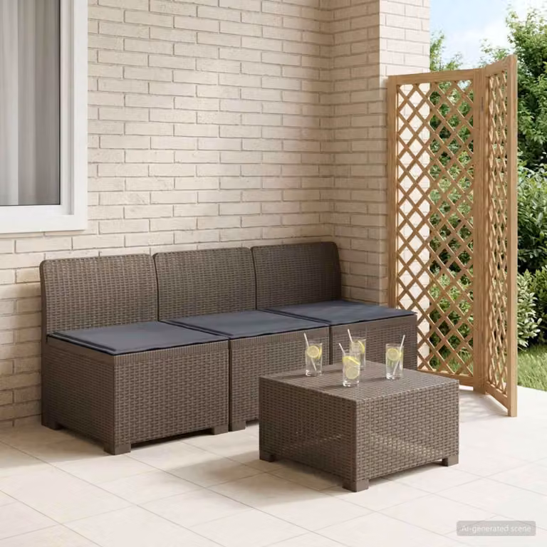 Divano da giardino a 3 posti vidaXL in look rattan grigio con cuscini inclusi