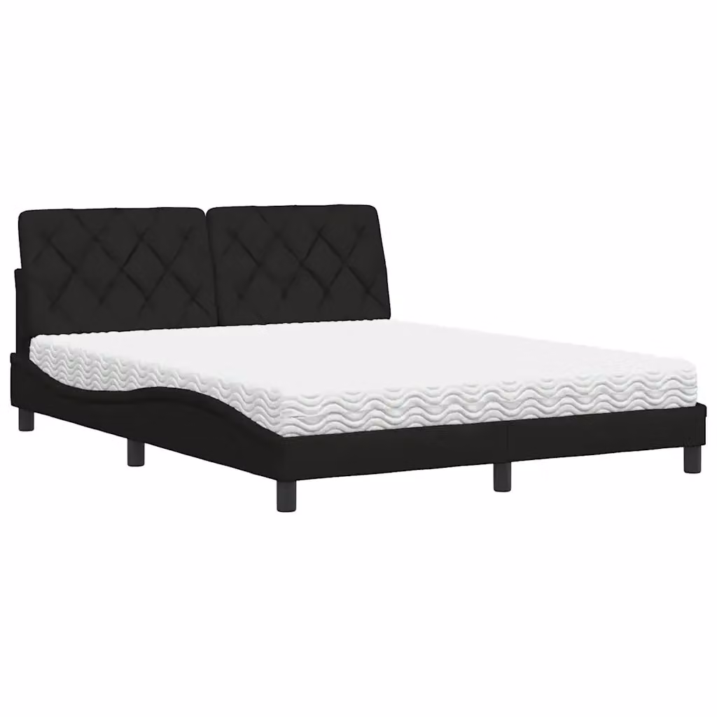 Letto con Materasso vidaXL in Tessuto Nero e Bianco L/P/H: 160 x 200 cm – 2