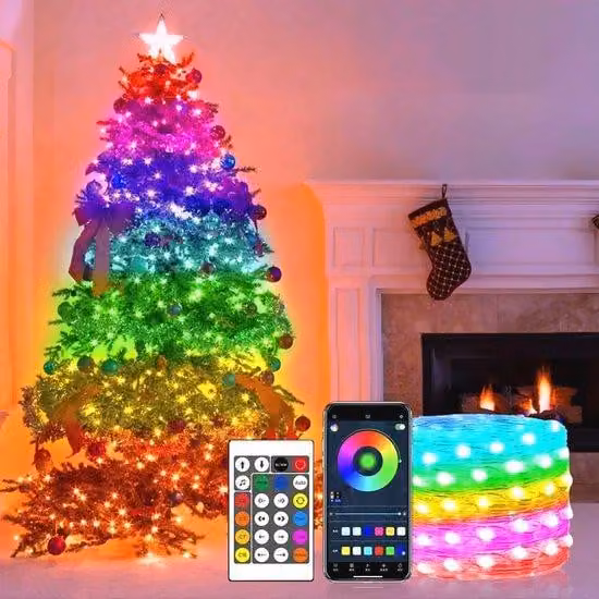 Strisce LED da 10 m - USB, dimmerabili, cambio colore, sincronizzazione con la musica, controllo tramite Bluetooth, ideali per feste e decorazioni