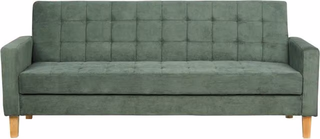 Divano letto in tessuto verde scuro 3 posti imbottito Trapuntato Click Clack