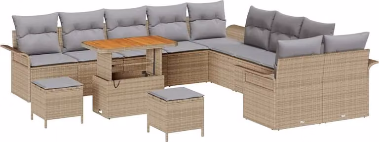 Set Divano da Giardino con cuscino 13 pcs Beige polyrattan
