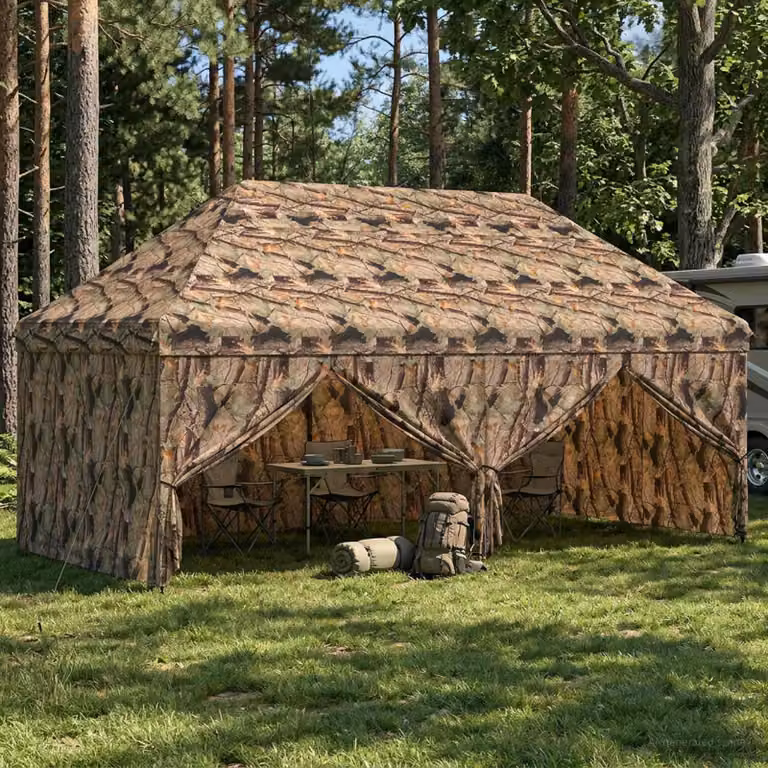 Gazebo Pop-up vidaXL con 4 Pareti, Mimetico Foresta, L: 6 m, P: 3 m, H: 3,15 m