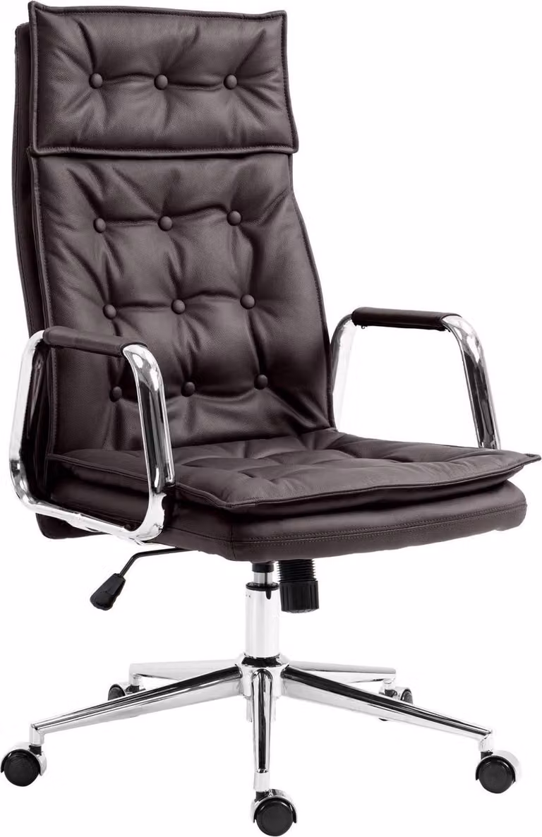 Sedia da ufficio ergonomica in pelle - Sedia da ufficio - Regolabile e senza manutenzione - Colore amico: marrone