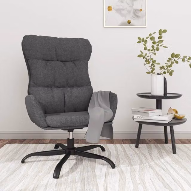 Poltrona Relax Recliner vidaXL in Tessuto Grigio con Struttura in Metallo e Base Girevole a 360 Gradi
