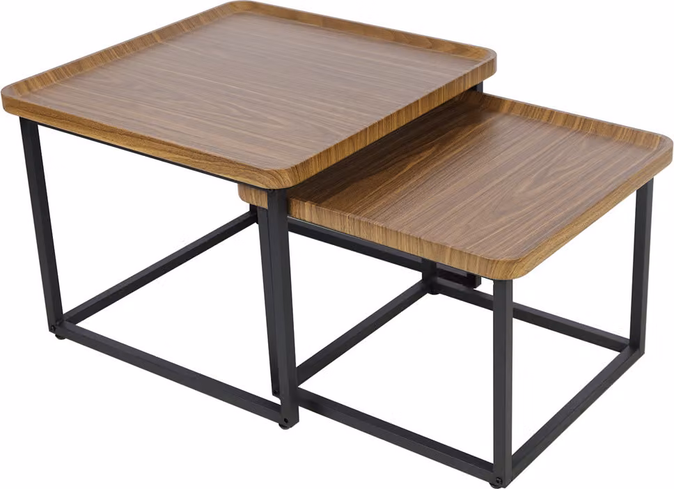 Set di 2 tavolini da caffè WISFOR, tavolino da caffè in legno, altezza 40 cm e 45 cm, tavolino da divano, tavolino da salotto moderno