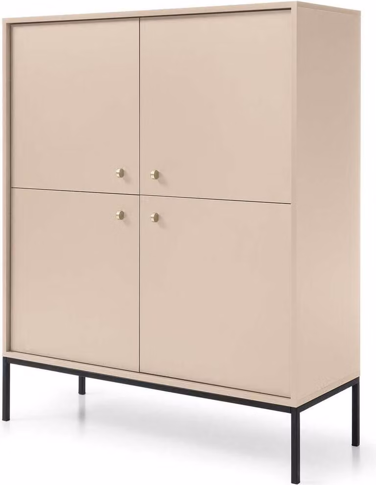 FURNLUX Credenza Mono Beige Und Black 104cm / Hauptfarbe: Beige / Dimensioni: 104 x 39 x 126 cm