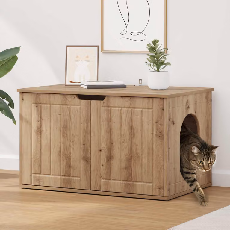 Casa per gatti vidaXL in legno color rovere, L 85 cm x P 55 cm x H 50,5 cm