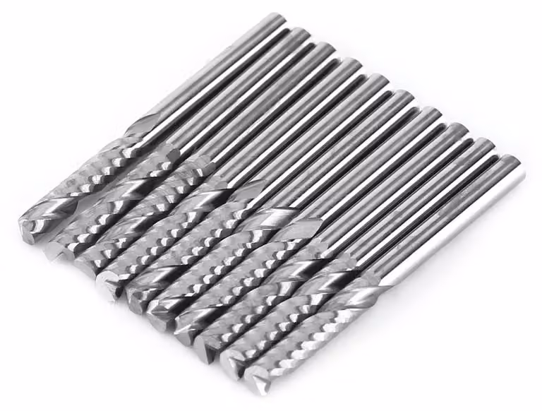 Set di frese in carburo, composto da 10 pezzi, dimensioni 3,175 x 15 mm, adatte per diversi materiali