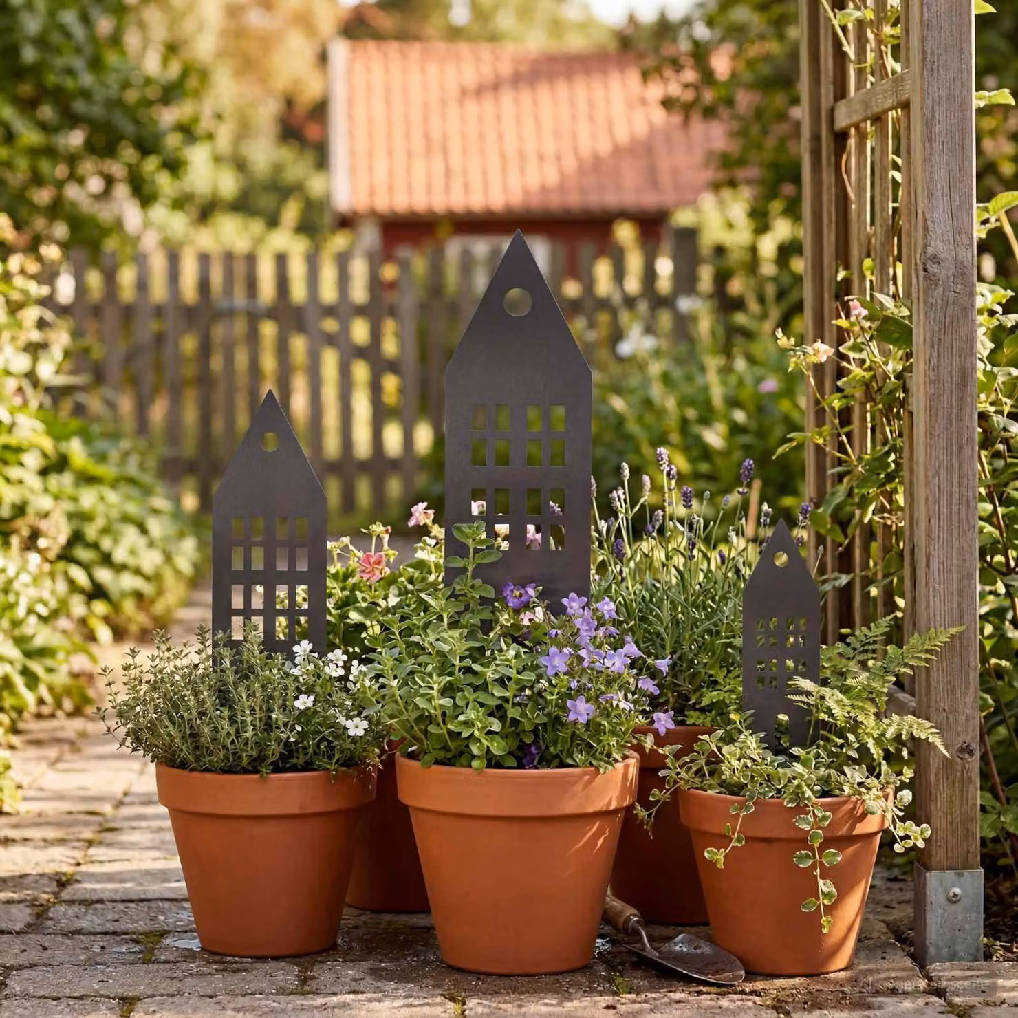 Set di 3 pali da giardino vidaXL in metallo nero, L/P/H: 41 x 10 x 0,08 cm