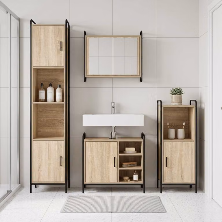 vidaXL Set di Armadi da Bagno 4 pz Rovere Sonoma 40 x 36 x 181 cm