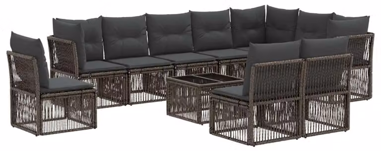 Set Divano da Giardino 11 pcs Grigio polyrattan