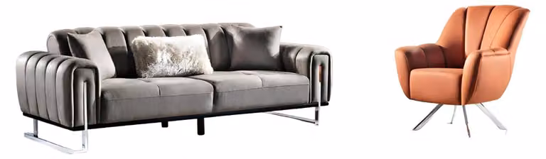 Modern Wohnzimmer Set Sofa 3 Sitzer Sessel Textil Sessel Wohnzimmer